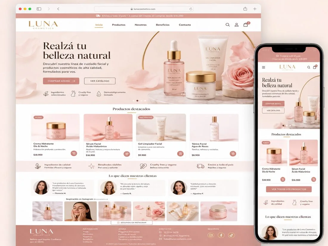 Demo de página web para cosmética