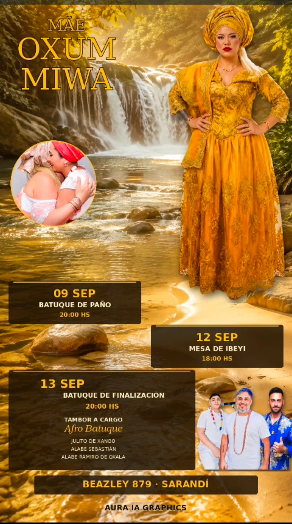 Flyer religioso de Mãe Oxum Miwa